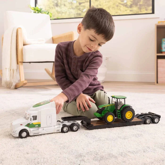 1:32 Peterbilt 579 Semi Truck with Lowboy Trailer & John Deere 7290R Tractor 47679