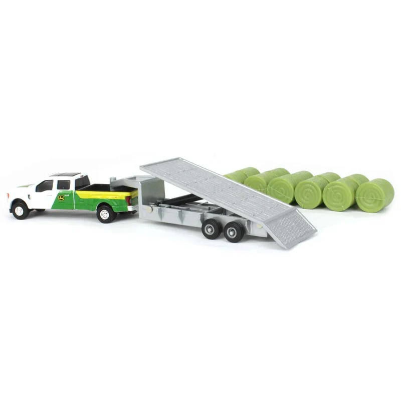 1315-1-64-john-deere-ford-f-350-pickup-truck-with-trailer-11-round-bales-45927-4.webp 1:64 John Deere Ford F-350 Pickup Truck with Trailer & 11 Round Bales 45927