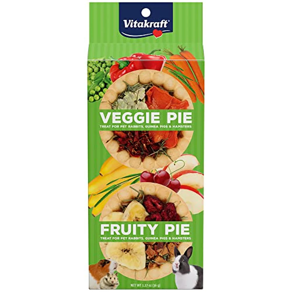 2 pack Veggie and Fruity Pie Treat for Rabbits Guinea Pigs and Hamsters