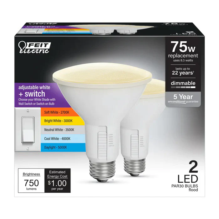 1512-2-pack-75w-adjustable-white-par30-led-light-bulbs-par30dm-6wyca-2-1.webp 2-Pack 75W Adjustable White PAR30 LED Light Bulbs PAR30DM/6WYCA/2