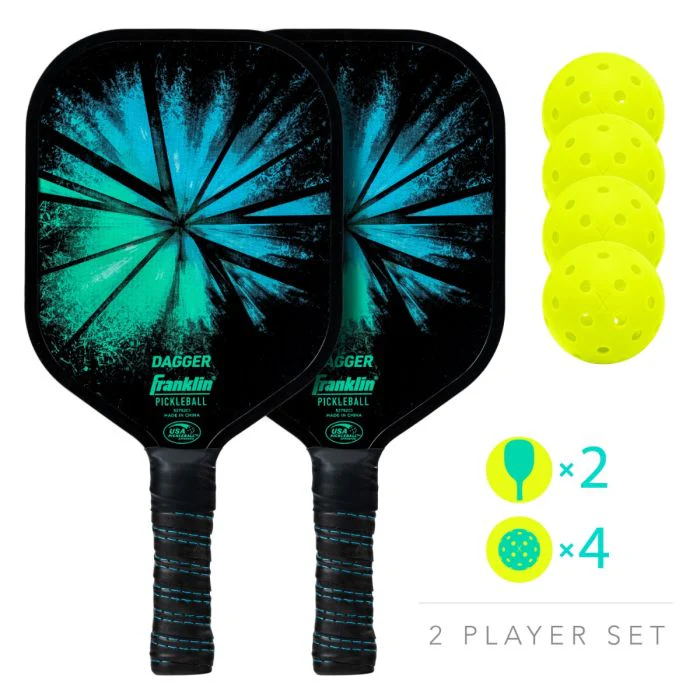 2-Player Set Dagger Fiberglass Pickleball Paddles and Balls 52755