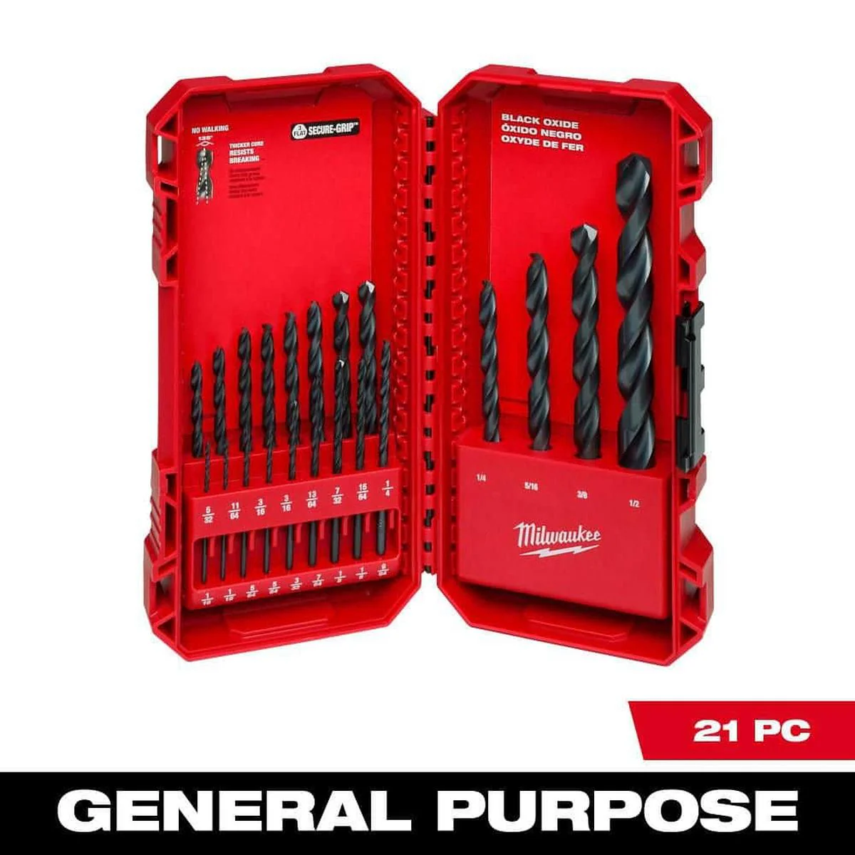 21-Piece Thunderbolt Black Oxide Drill Bit Set