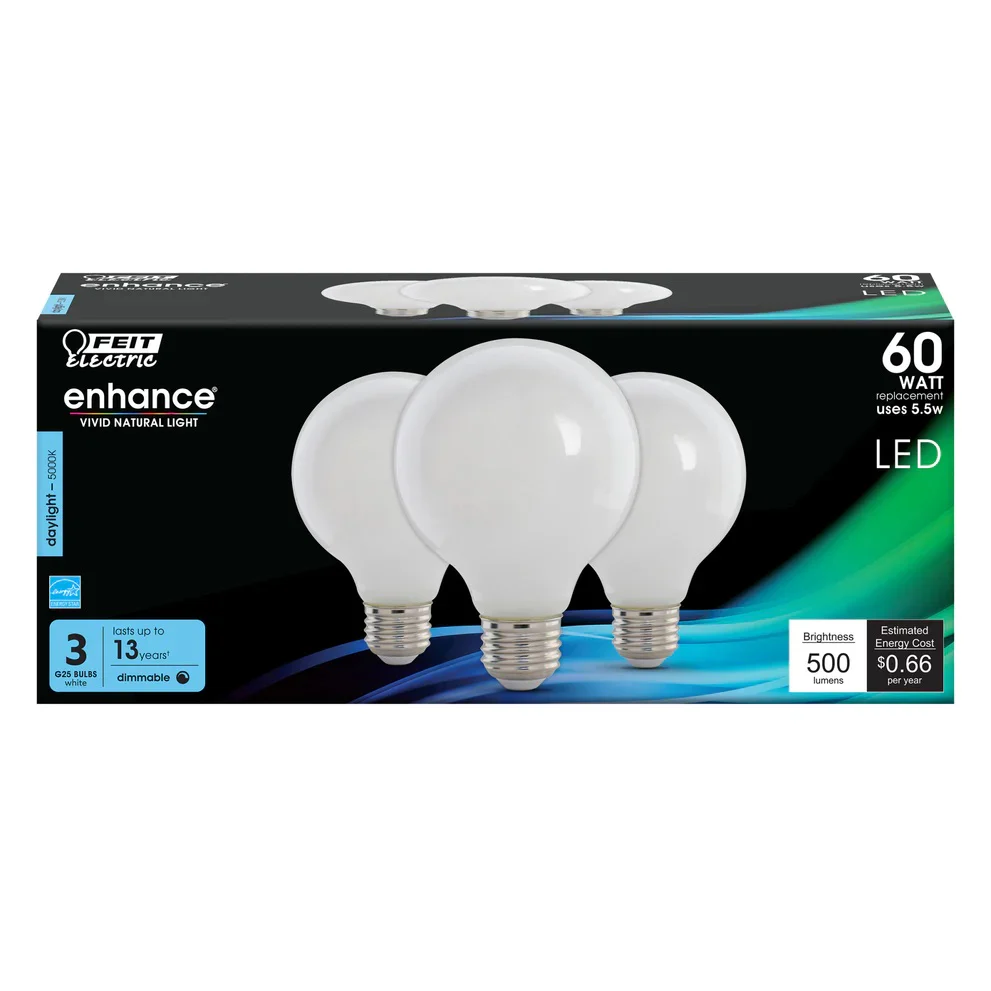 3-Pack 60W Enhance LED Light Bulbs G2560W9