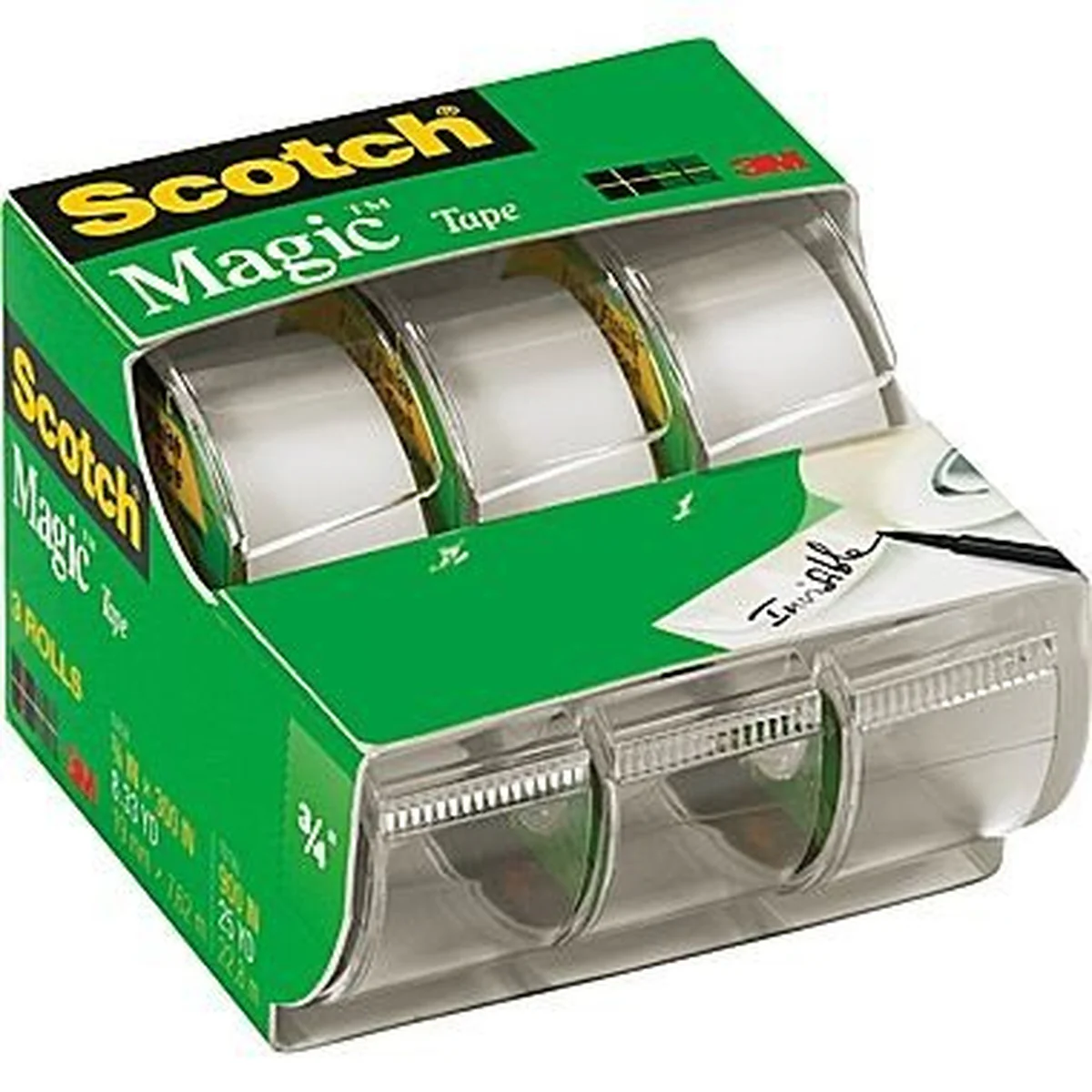 3-Pack Magic Tape in Handheld Dispenser 0.75 x 25 ft