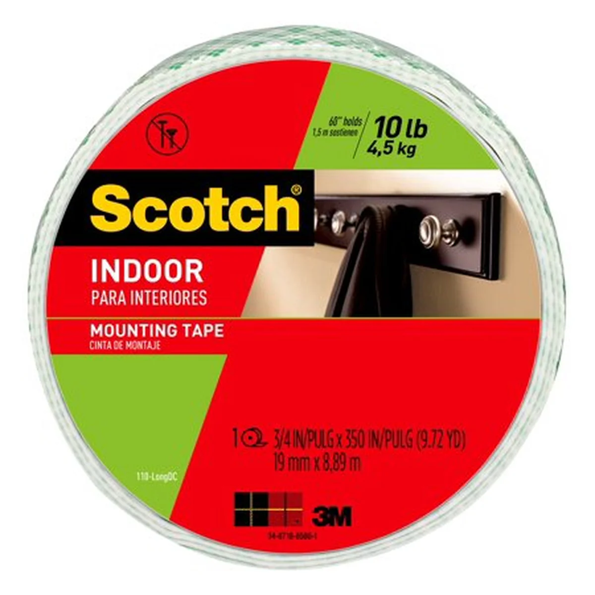 3.4 in X 350 in Indoor Double-Sided Mounting Tape White 1 Roll