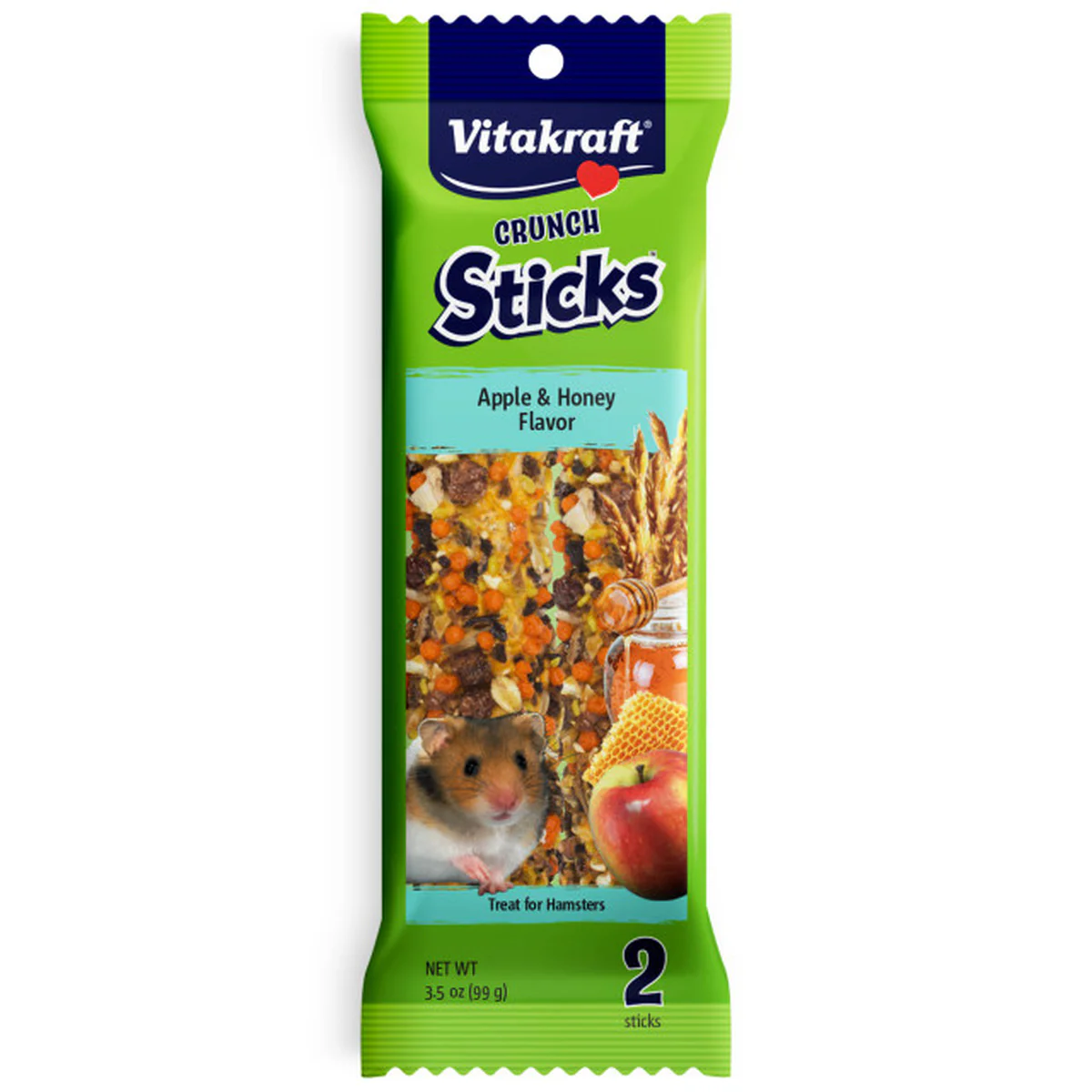 3.5 oz Crunch Sticks Hamster Treat - Apple and Honey - Hamster Chew Sticks - 2 Sticks