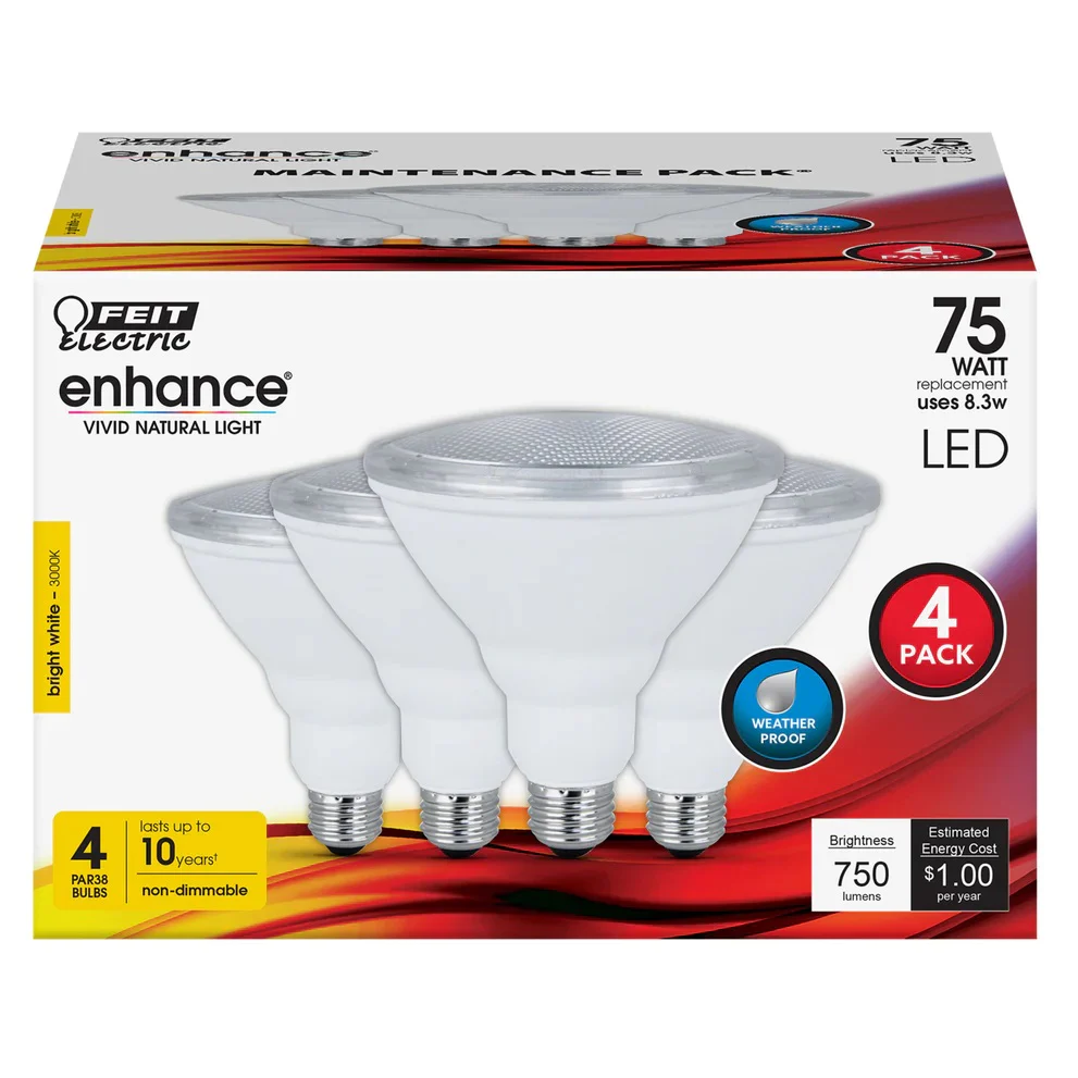 4-Pack 75W PAR38 Reflector LED Light Bulbs PAR389
