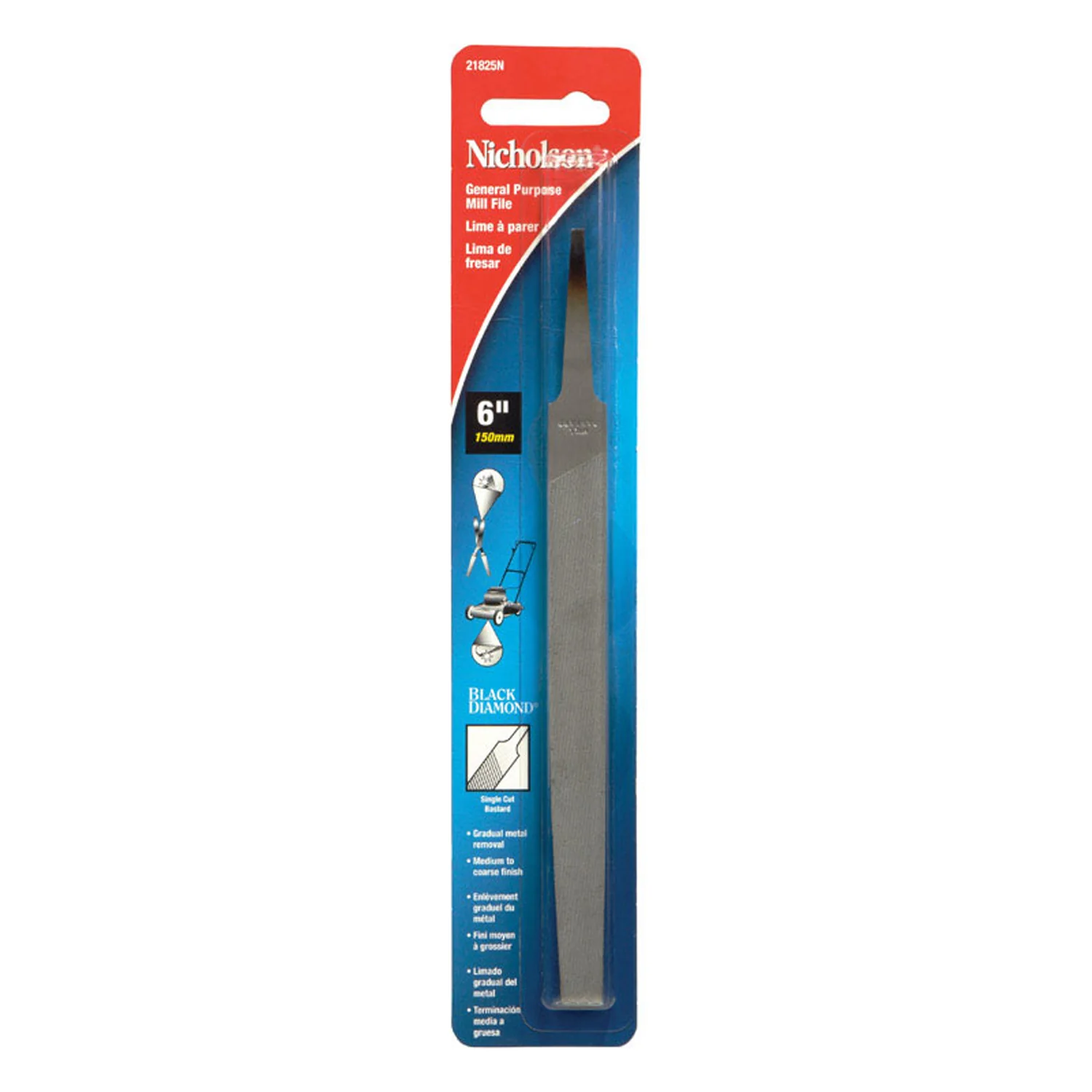 6 in. L High Carbon Steel Bastard Cut Mill File 21825 21281