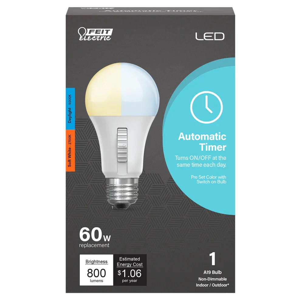 60W Color Selectable LED Light Bulb with Automatic Timer OM602CCTCATIMER