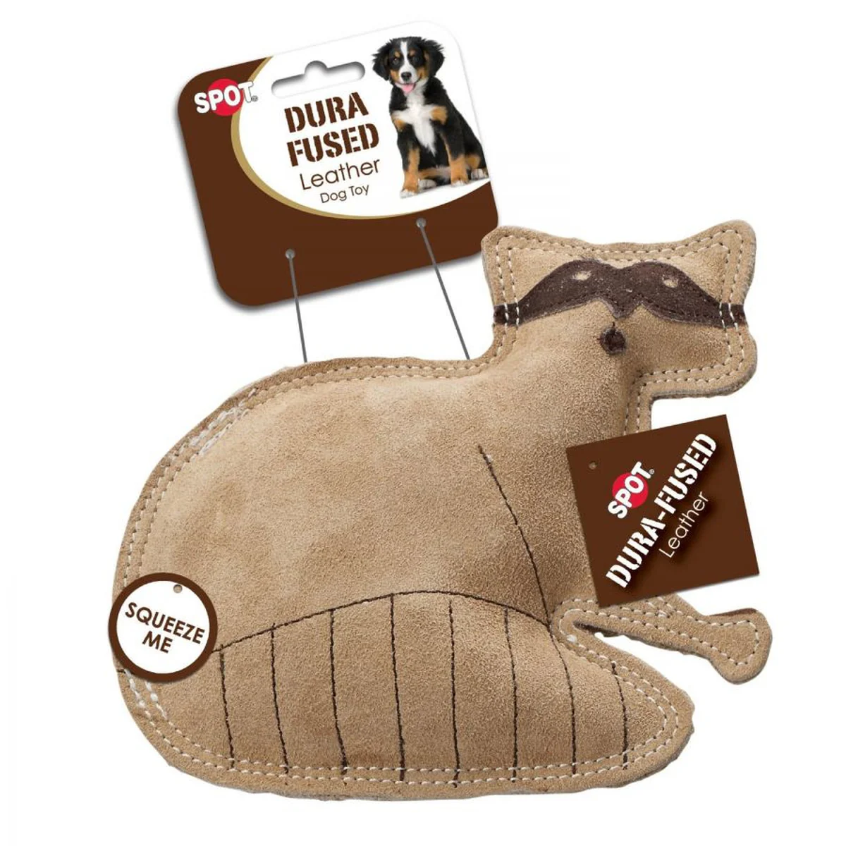 7.25 in. Dura-Fused Leather Raccoon Dog Toy