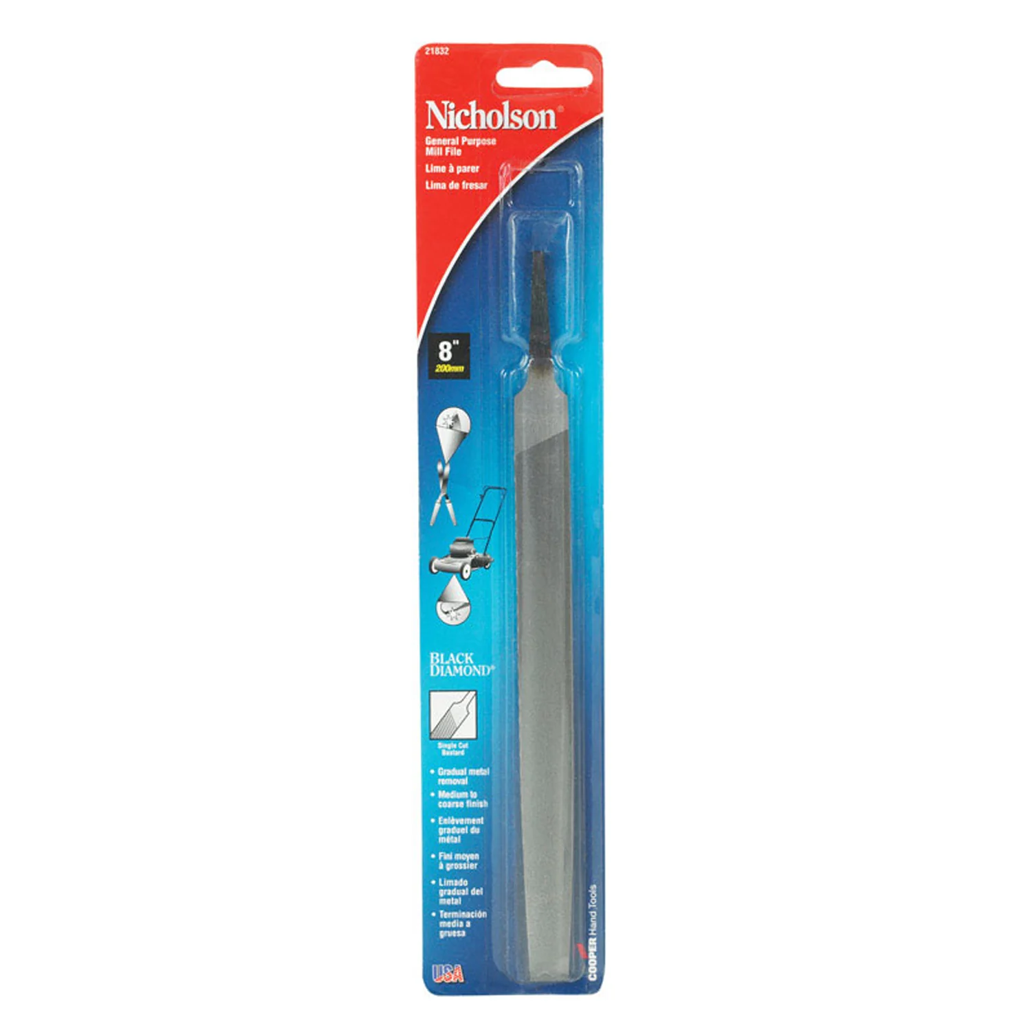 8 in. L High Carbon Steel Bastard Cut File 21832 21282