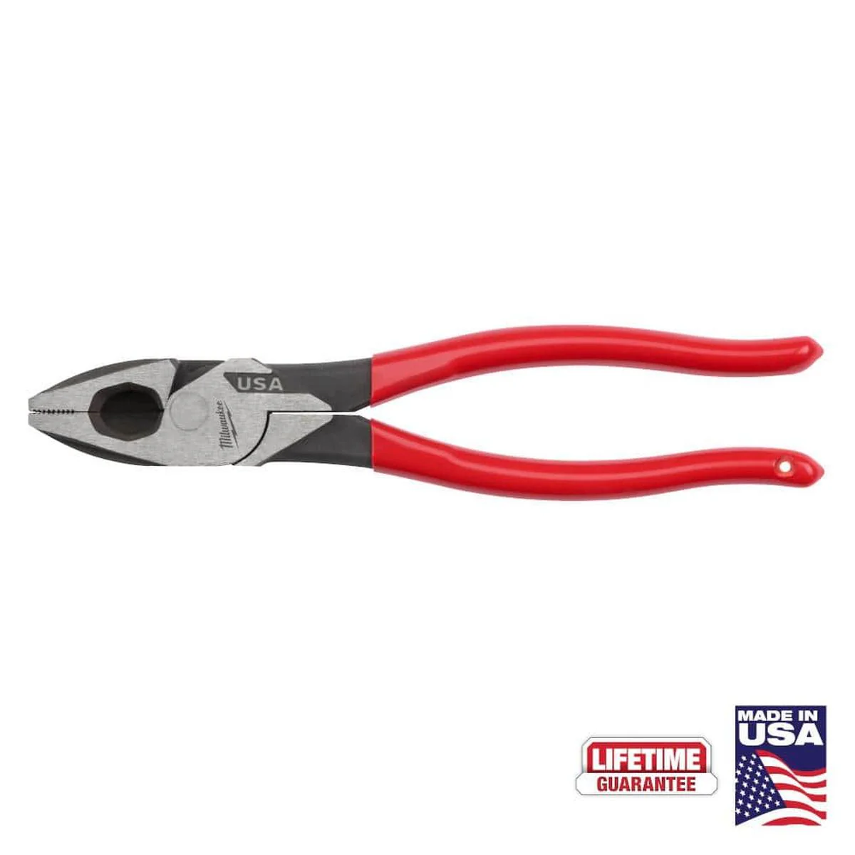 9 In. Lineman's Pliers With Fish Tape Puller And Dipped Grip