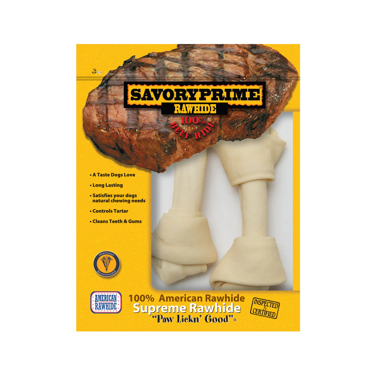 American Supreme Medium Adult Knotted Bone Beef Rawhide 6-7 in. L 2 Pk
