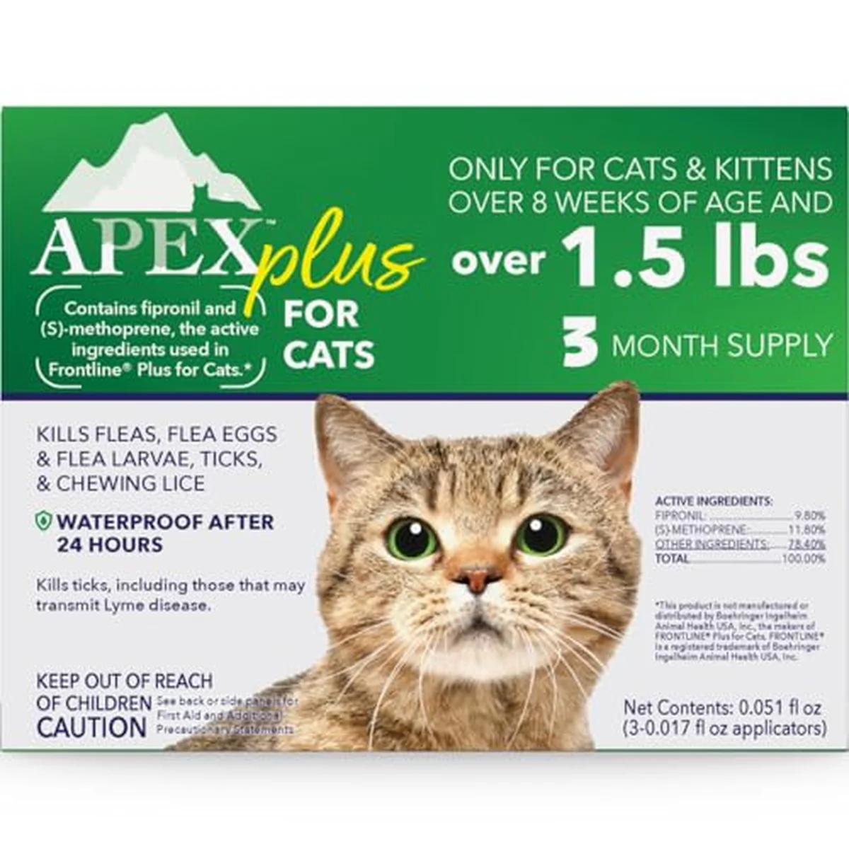 Apex Plus Flea Treatment for Cats, 1.5+ lbs 3-Month Supply