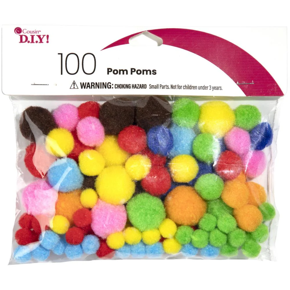 Assorted Multi Color Pom-Poms Variety Pack 100-Count POMVP-799