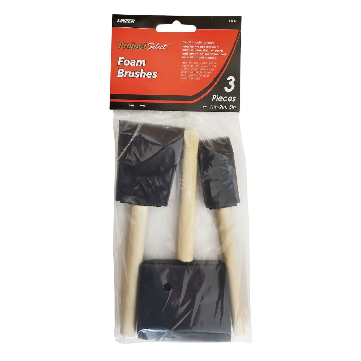 1, 2, & 3 inch Foam Chisel Paint Brush - Pack of 3