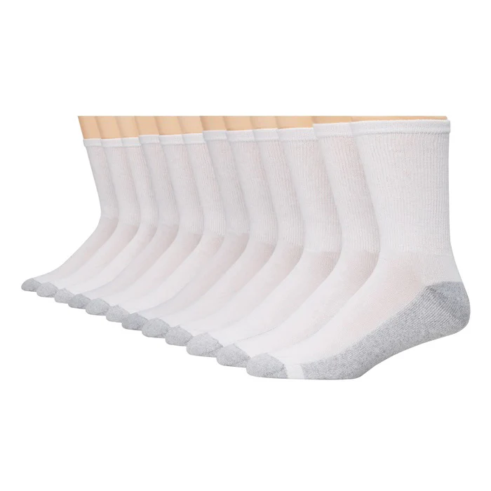 12-Pack Double Tough Men's Crew Socks 184V12